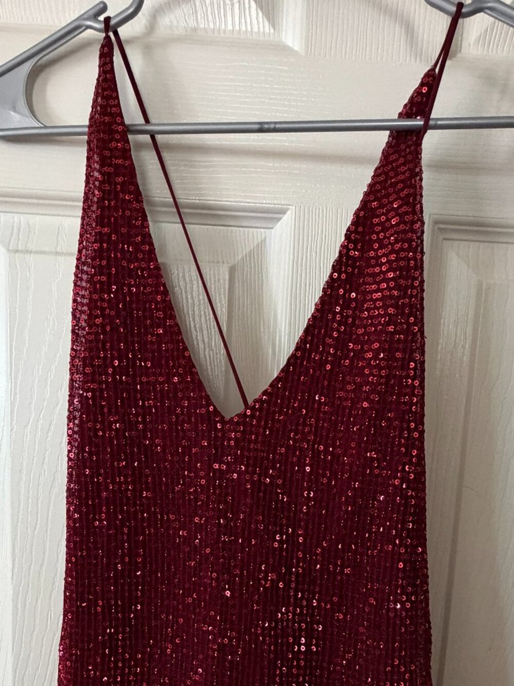 Express Burgundy Sequin Cami Tank Top Strappy Backless Y2K NWT S